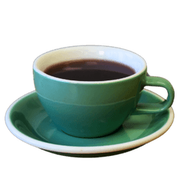 A cup of tea in a green cup and saucer